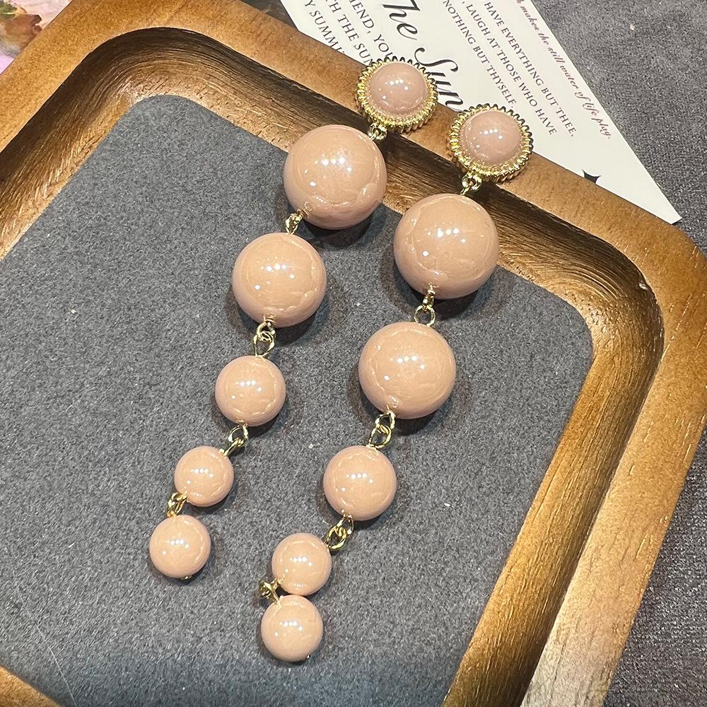 

S925 Gold-Plated High-Luster Long Pearl Shoulder-Sweeping Earrings: Elegant, Versatile, and Exquisite Fashion for Women розовый