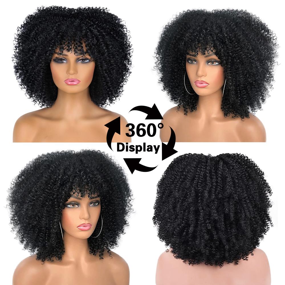 MISSQUEEN Синтетические короткие вьющиеся волосы боб для наращивания, пушистая челка, естественный вид для женщин, повседневная одежда для вечеринок 30cm