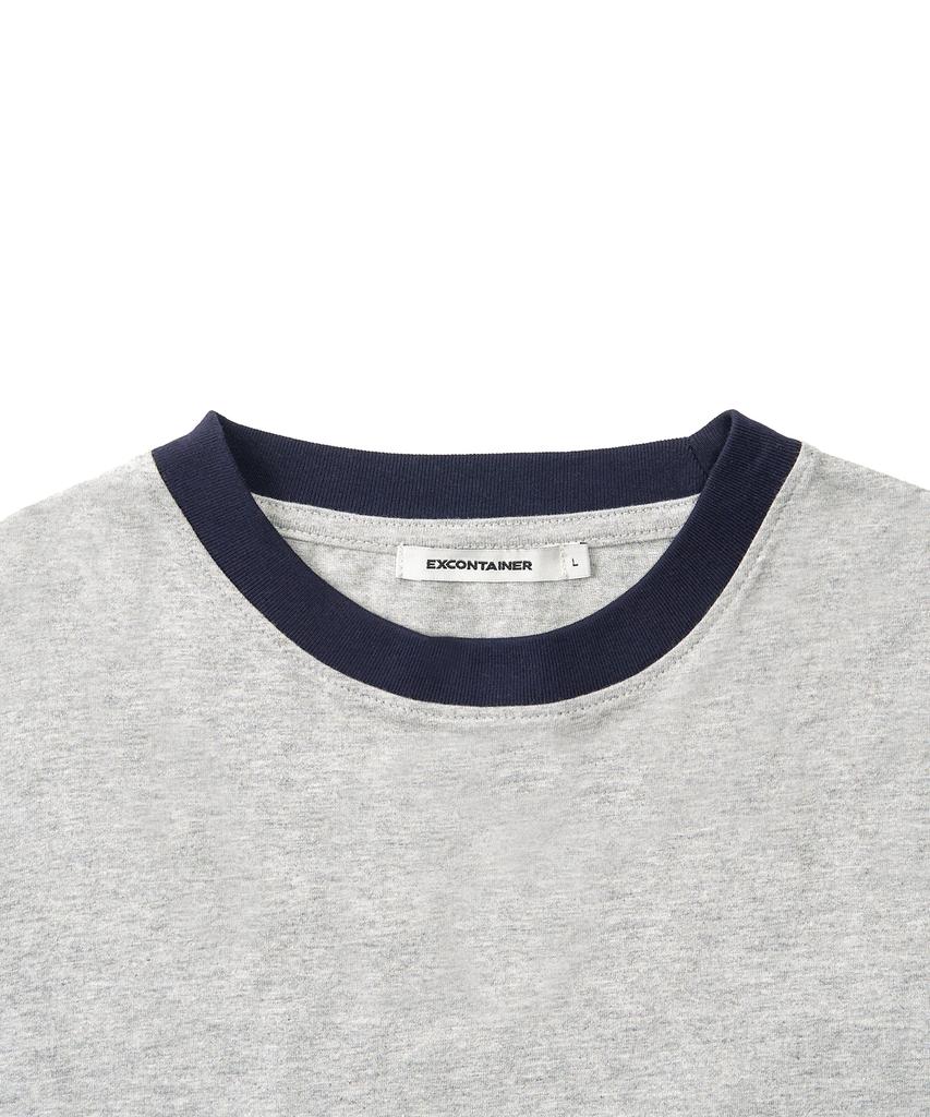 EXCONTAINER Pocket Half Ringer T-Shirt (Melange Grey)