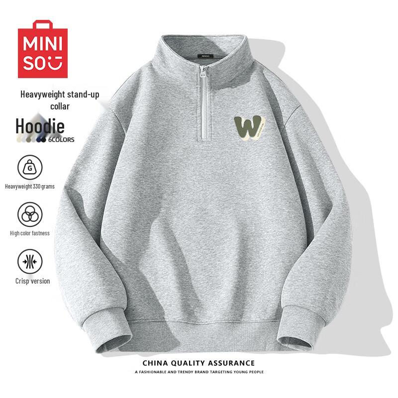 

Miniso Men s Stand-up Collar Half-Zip Casual Sweatshirt M