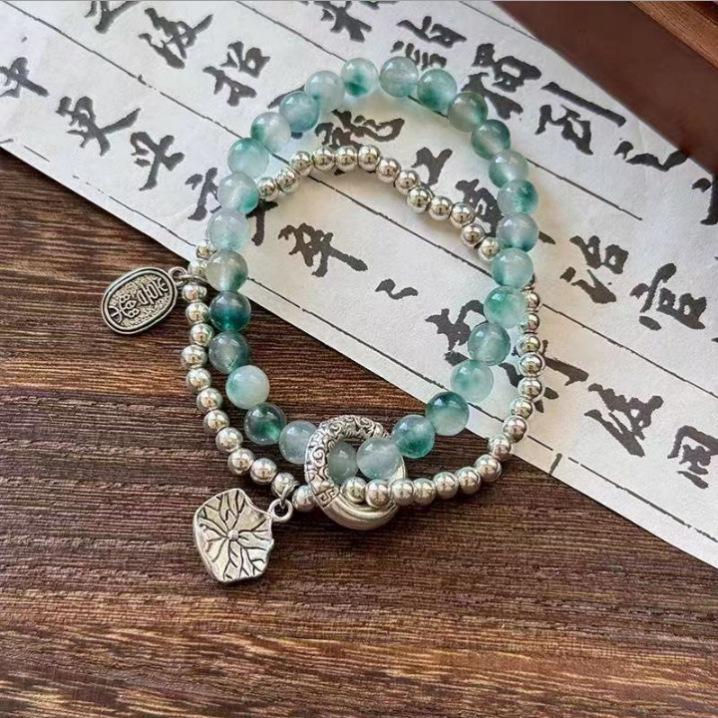 2024 New Niche Chinese Crackle Glass Beaded Bracelet: Ancient Style, Safety Buckle, Women's Design