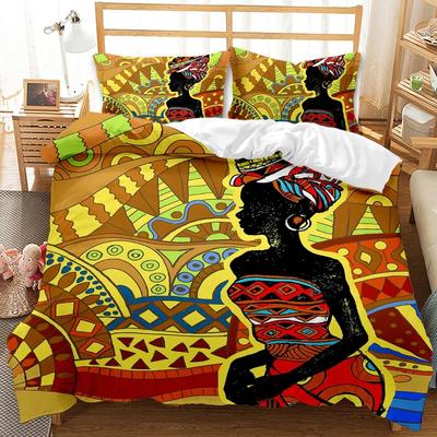 African Duvet Cover Microfiber Ethnic Afro Twin Bedding Collection African American Comforter Cover Orange Ancient Desert Quilt Cover