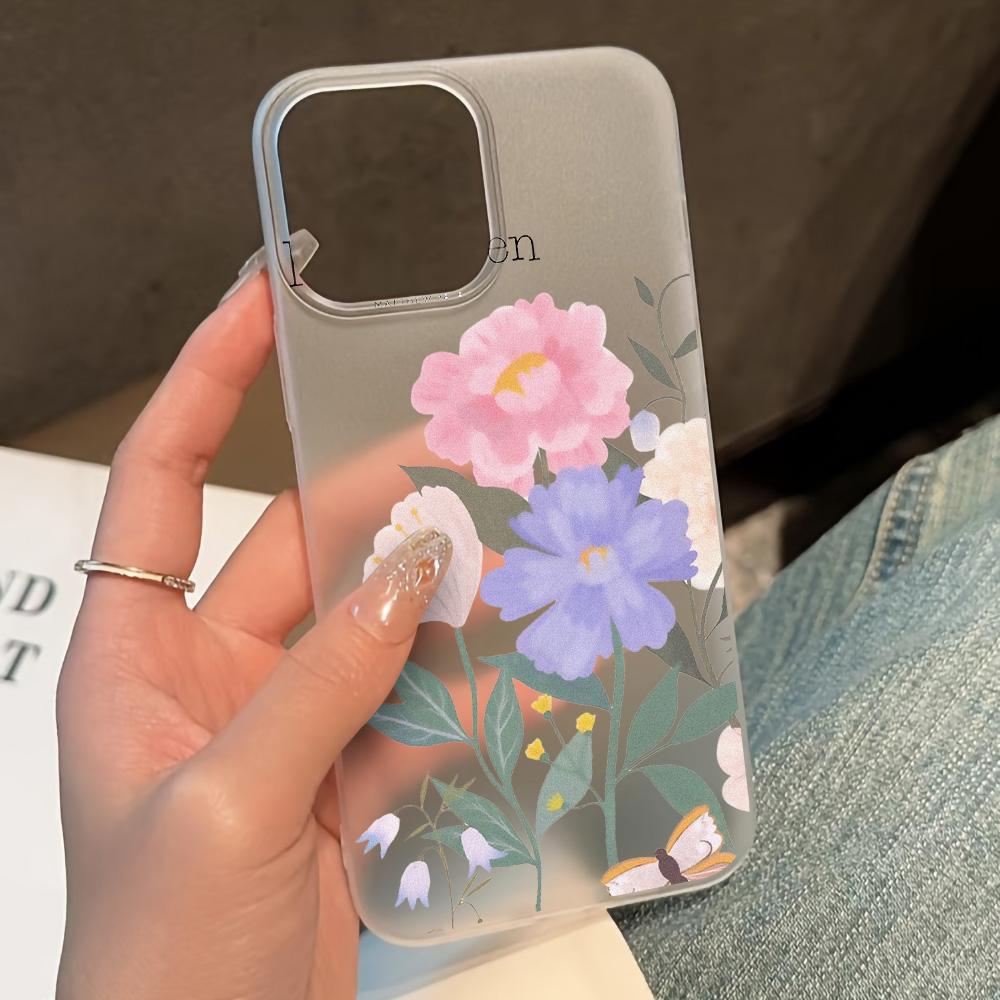 Soft TPU Matte Flower Phone Case for iPhone 13 Funda iPhone 11 14 15 Pro Max 14 Plus 12 Mini 13pro 13promax Transparent Covers