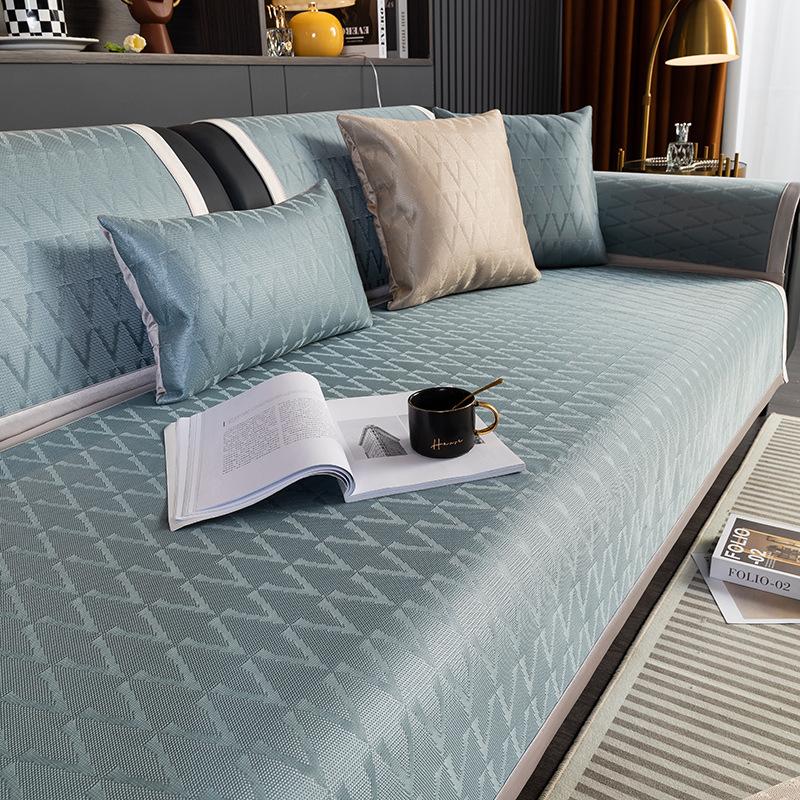 Summer Summer Mat Sofa Cushion Light Luxury and Simplicity Modern Leather Sofa of Solid Wood Full Covered Cloth