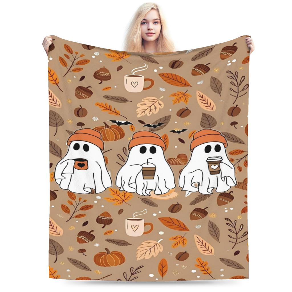Halloween Spiders Web Bats Pumpkins Spooky  Blanket Super Soft Coral Fleece Plush Cozy Gift  Throw Blankets Bedding Throws