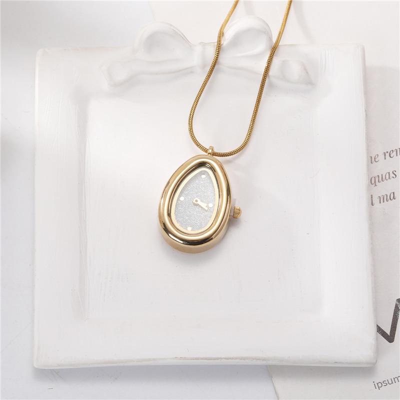 Versatile Square Water Droplet Shape Watch Necklace Fashion Women's High Quality Stainless Steel Pendant Watch Necklace Jewelry