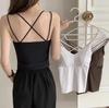 Letný tielko s vypchávkami na prsia z ľadového hodvábu, crop topy s halter krkom, dámske letné camisole, camisole bez chrbta, módne bandeau, dámska crop vesta bez rukávov