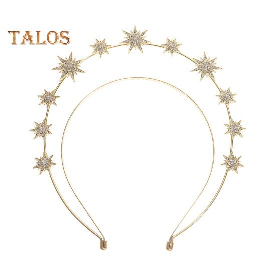 

Золотая повязка на голову со стразами для женщин, стильный дизайн в виде звезды, легкая свадебная корона, аксессуары для волос на каждый день, для вечеринок, Рождества золотистый