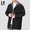 izzue Men's American Style Mid-Length Lapel Casual Windbreaker Jacket