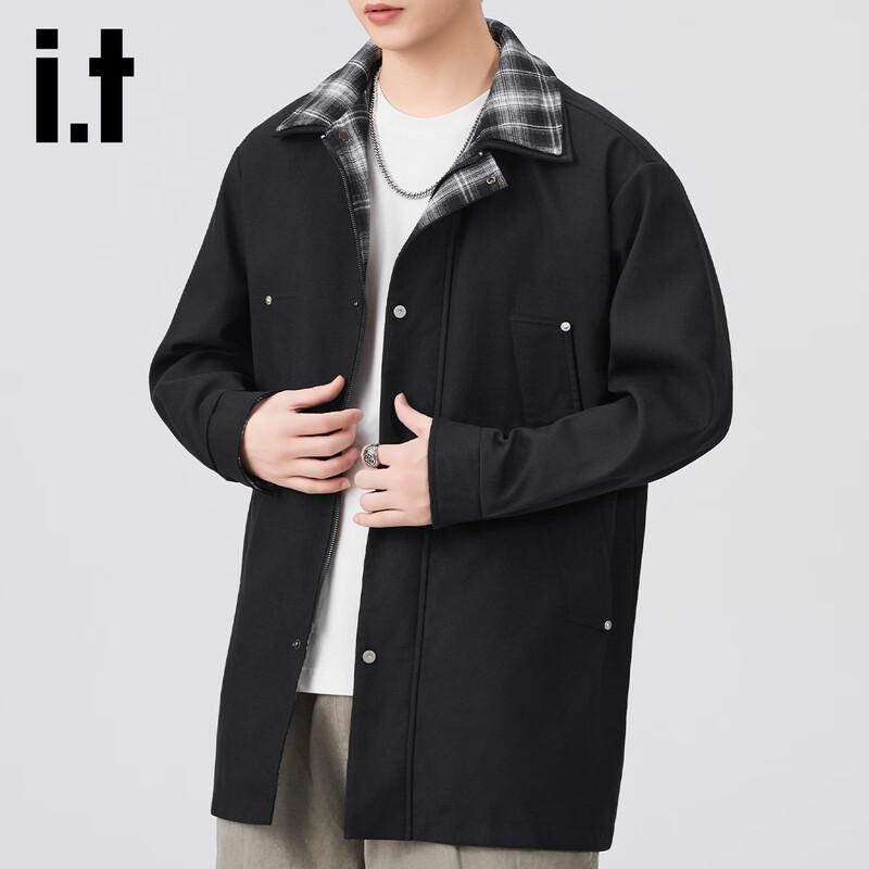 izzue Men's American Style Mid-Length Lapel Casual Windbreaker Jacket