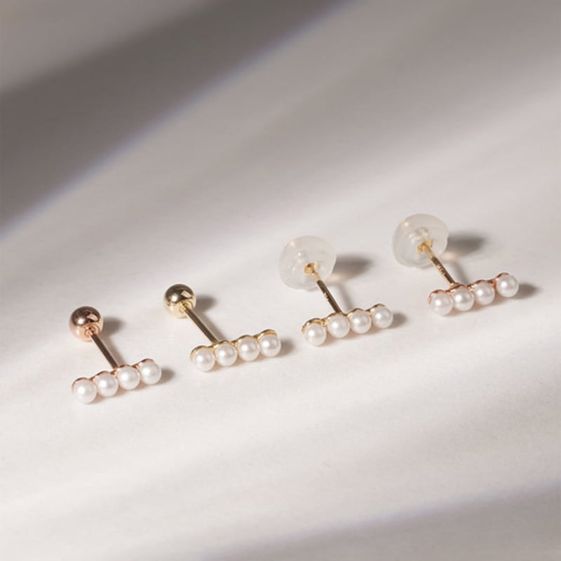 JEWNEL 14K 4-tier Pearl Piercing Earrings