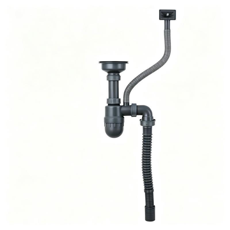 Double Bowl Kitchen Sink Drain Pipe Kit Leak Proof Anti Blocking UV Resistant Long Lifespan for Outdoor Patio Kitchen Sinks