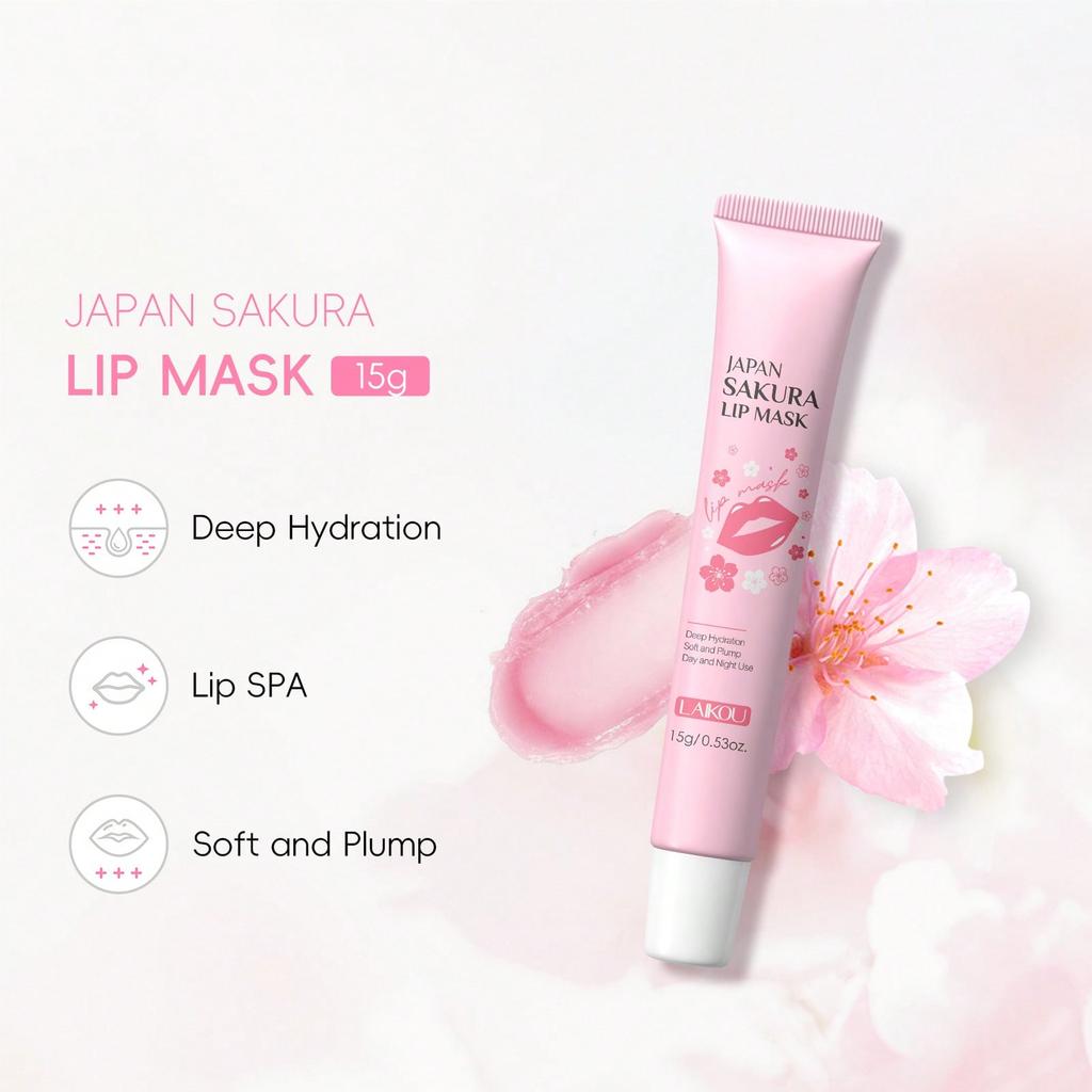 Sakura Lip Mask,prevent peeling and cracking. Moisturizing and hydrating. Brighten lip skin tone. reduces lip lines,