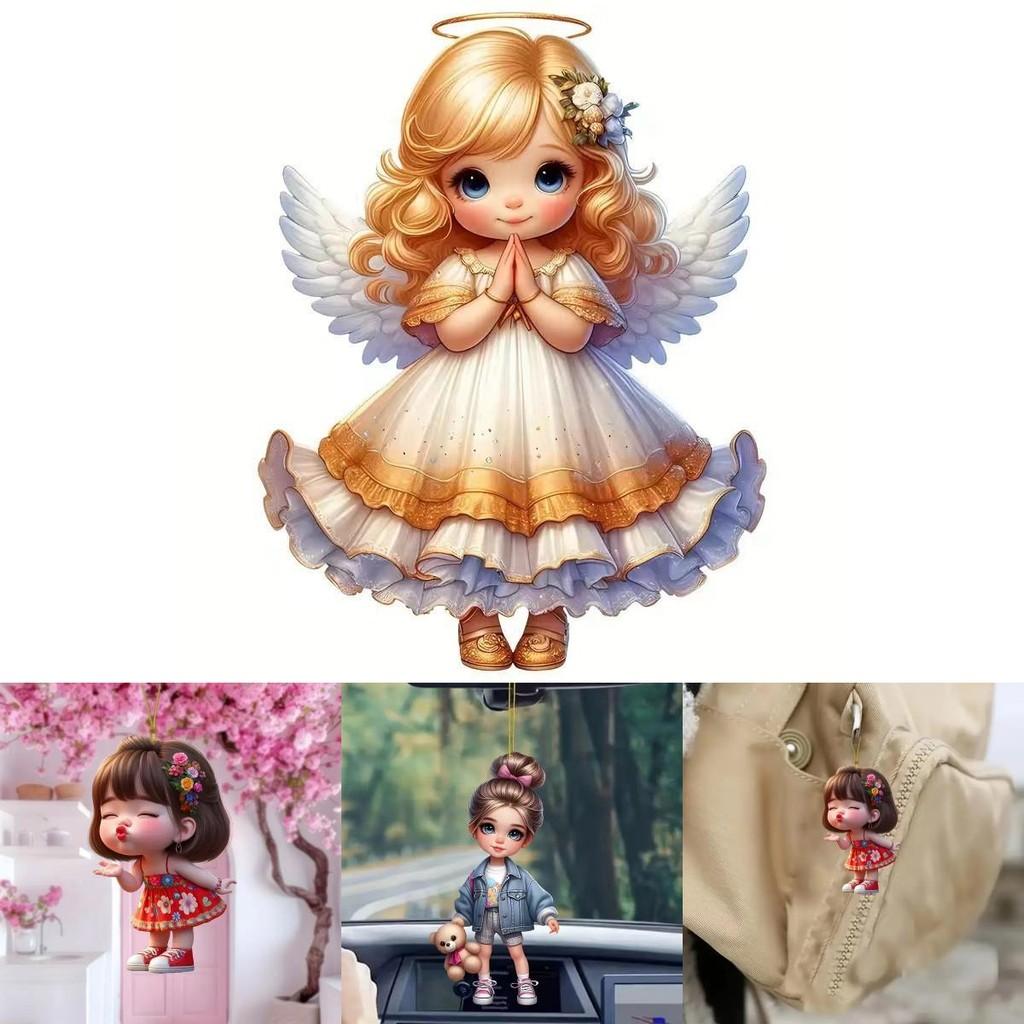 Car Mirror Hanging Acrylic Decorative Girl Series Cartoon Style For Vehicle Interior Decor