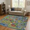 City Street Road Traffic Race Track Child Interaction Game Cartoon Living Room Kid Playroom Non-Slip Area Rug Carpet for Bedroom