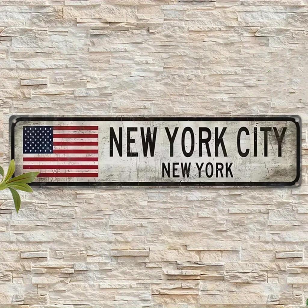 Individuelle Retro New York Aluminiumplakette USA-Flagge Wandkunst Man Cave Bar Dekor