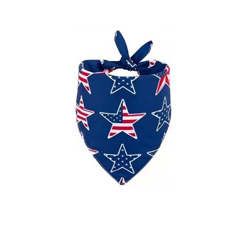 

Red White Blue Pet Bandana Reusable Washable Dog Scarf for Independence Day Holiday Party Pet Accessories C
