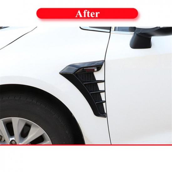 Universal 3D Glänzend Schwarz Auto Seitenflügel Luftstrom Kotflügelgitter Lufteinlass Blende