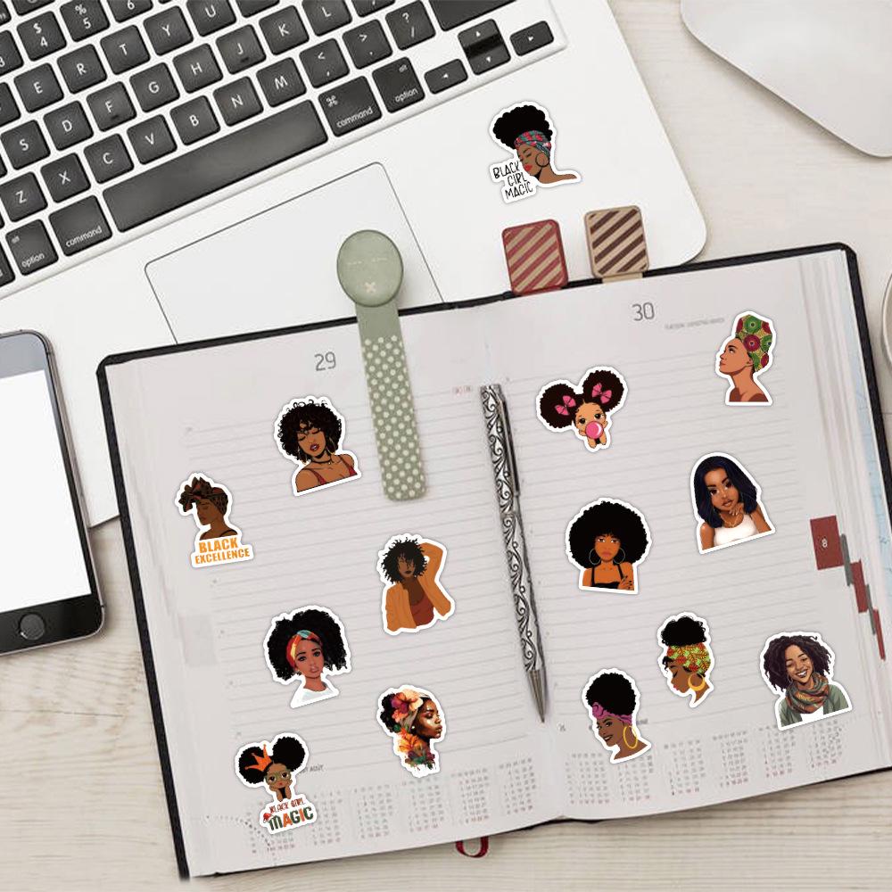 62 Inspirational Black Girl Graffiti Stickers - Waterproof Decorative Stickers for Suitcases, Notebooks, Scooters
