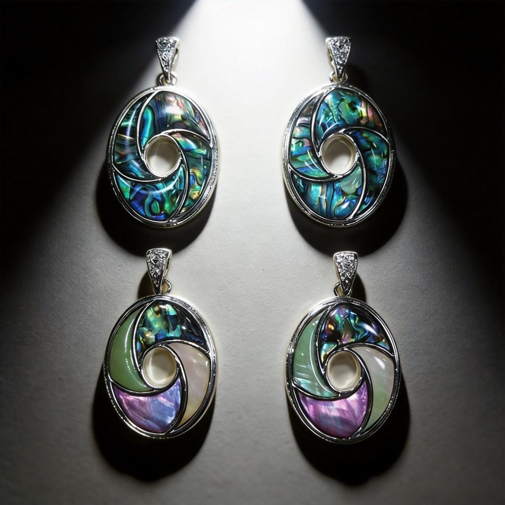 Shell Inlay Geometric Pendant Necklace With Diy Charm For Fashion Enthusiasts