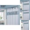 Striped Polyester Shower Curtain With Punched Grommets And Seam Construction For Hotel Use
