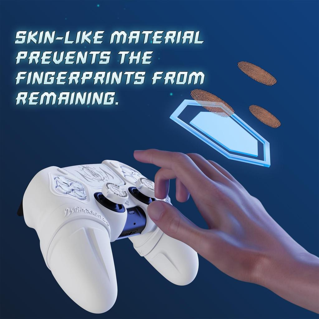 PlayVital Runes Edition Silicone cover for comes with thumb grip touchpad sticker and cross key compatible with ps5 genuine charging stand with cover