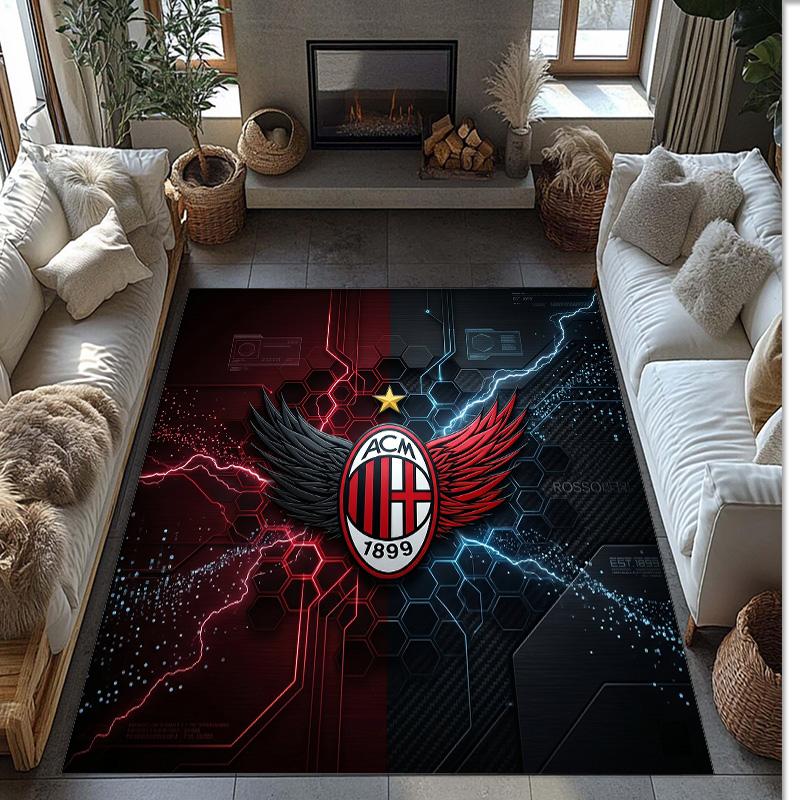 AC Milan Printed Flannel Area Rug Non Slip Soft Polyester Floor Carpet Indoor Decor Mat for Bedroom Living Room Sofa Game Room Home Decoration