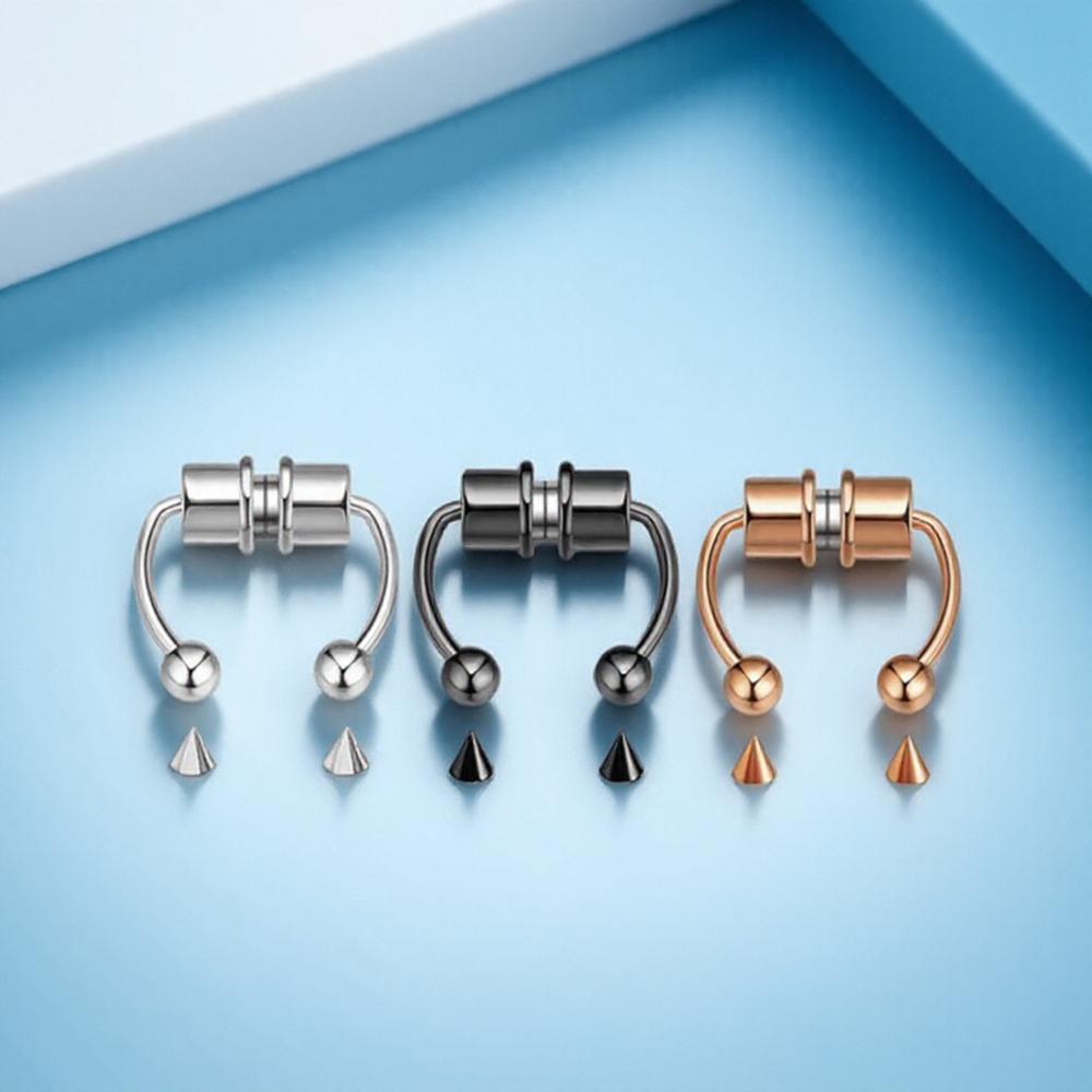 Magnetic Horseshoe Nose Rings Stainless Steel Faux Septum Fake Piercing Clip on Hoop Rings Gift for Women Girls