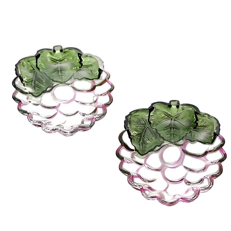 

Pack of 2 Clear Glass Snacks Bowl Grape Shape Fruit Platter Serving Tray For Nuts And Candy Dessert Organizers Gift 1