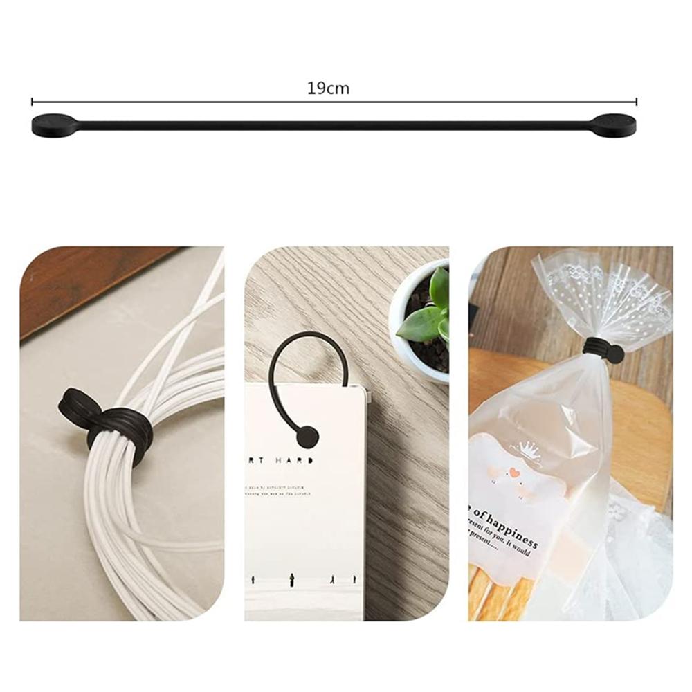 20Pcs Black Reusable Silicone Magnetic Cable Ties Twist Ties For Bundling Wrap