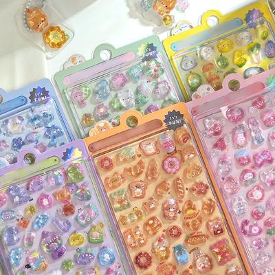 2Sheets/Set Cute Animal Style Crystal Jelly Patch 3D Relief Embossed Stickers Game Reward Prop Party Souvenir Carnival Gifts ZYF