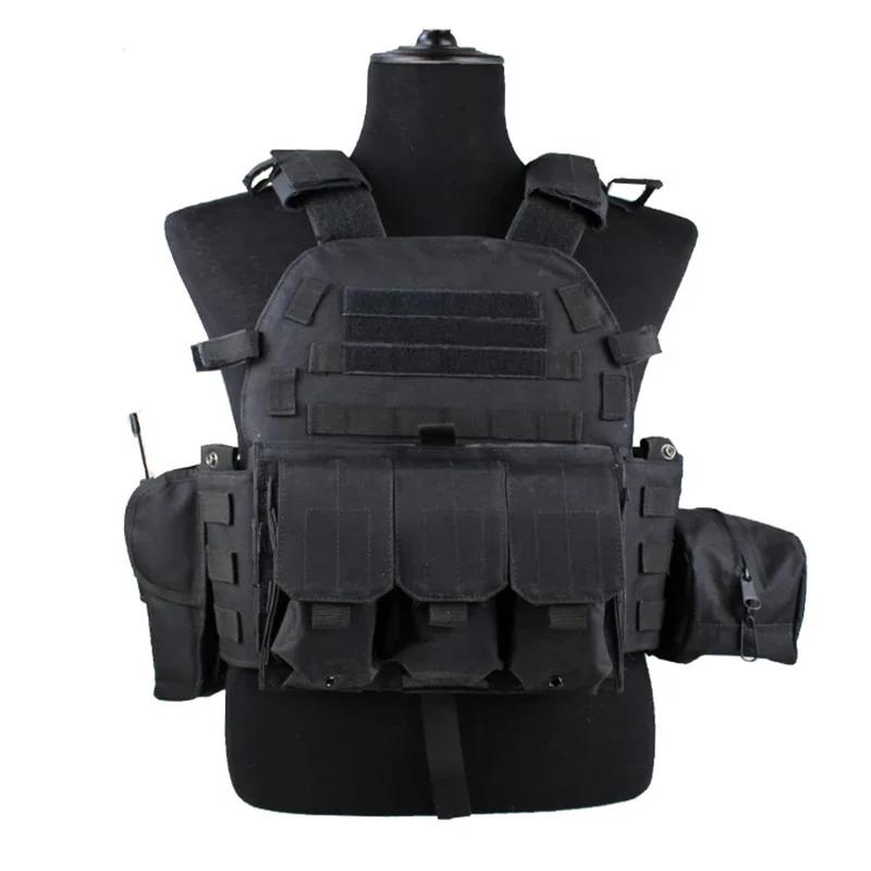 6094 Camouflage Tactical Vest Multi-Functional Plate Carrier Adjustable Combat Hunting Equipment for Men Outdoor Cycling