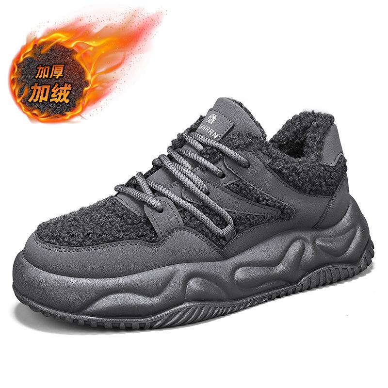 

Board shoes high-top thick-soled heightening men s shoes fleece thickened lamb fleece cotton shoes winter new casual warm sports shoes 39