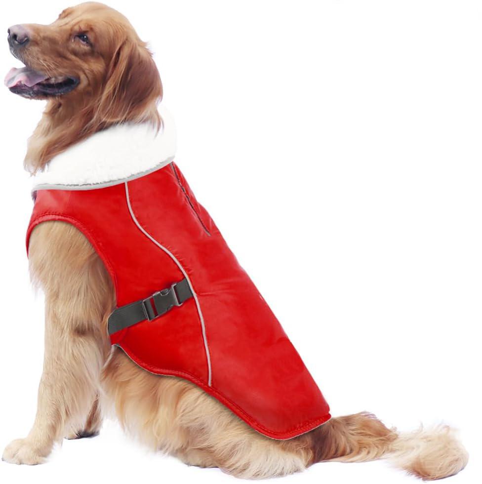 

Winter Dog Fleece SnowVest,Warm Outfit Coat for Puppy - Fleece Collar & Adjustable Straps Design,Christmas Dogs Gifts Red Black S червоний