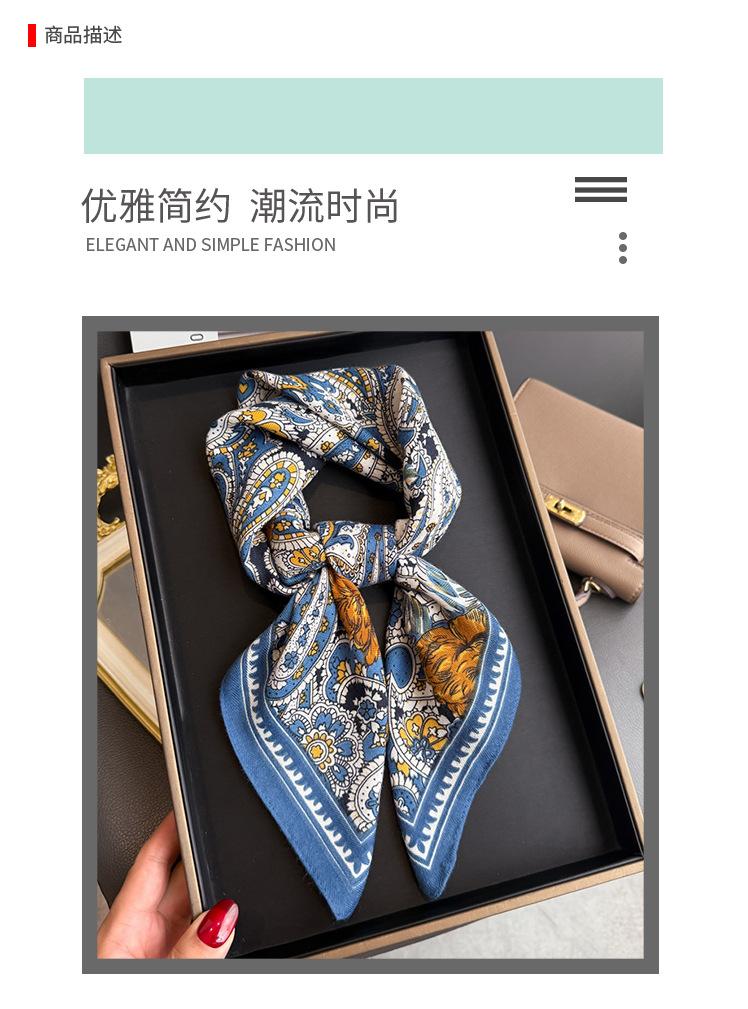 Fashion cashew herringbone pattern cotton and linen small square scarf silk scarf imitation velvet headscarf shawl sun protection scarf women's scarf