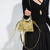 Bag 2025 New Korean Version Fashion Rivet Personalized Ins Women's Shoulder Crossbody Glossy Small Square Bag Pu