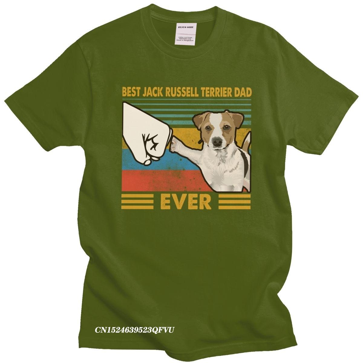 

Retro Best Jack Russell Terrier Dad Ever For Men Camisas Men Dog Lover Summer TShirt Soft Cotton Tee Gift 4XL