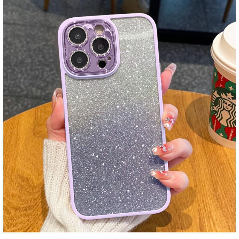 Glitter Gradient Lens Protector Case for iPhone 12 & 16 Pro Max