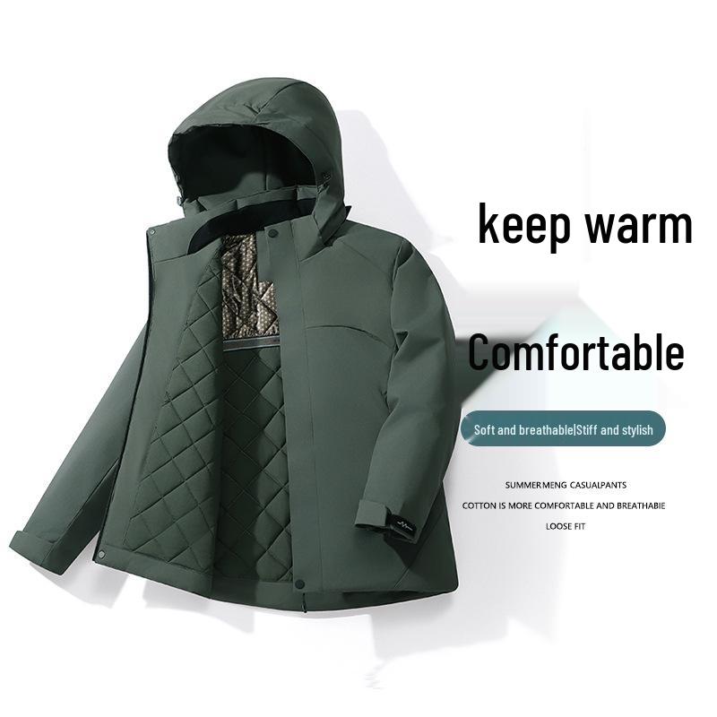 Di Yu Shen Long Winter Graphene Ski Jacket - Thickened, Warm, Rainproof, Casual Hooded Cotton Outerwear for Couples