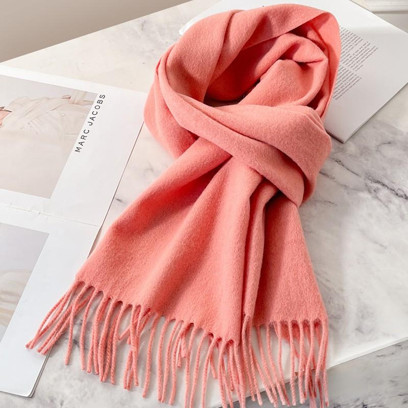 Womens White Wool Scarf Winter Warm Tassel Narrow Couple Style Student Fashion