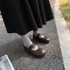 Johnature Sapatos Mary Jane Femininos de Couro Genuíno com Elástico Casual de Couro de Vaca Macio Flats Confortáveis com Solado Macio