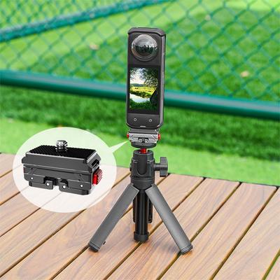 Adaptador de Montagem de Placa de Tripé para Câmera de Ação com Liberação Rápida Parafuso 1/4 Rosca 1/4 Montagem de 2 Pinos para Acessórios Insta360 Ace Pro 2