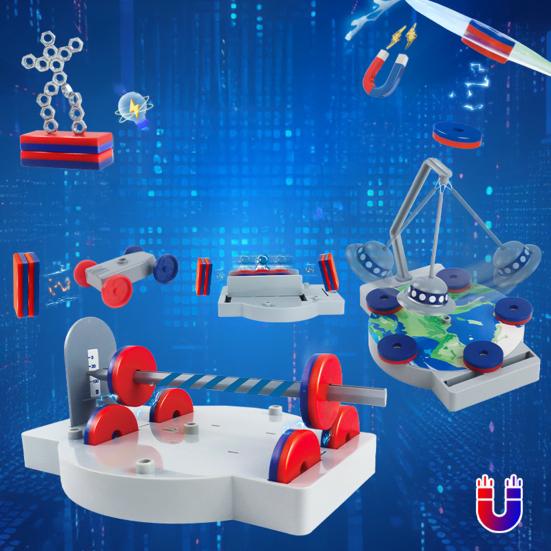 1 Set Kids Magnetic Science Kit Anti-Gravity Magnetic Levitation Kit 12-in-1 Magnetic Science Toy Children Ages