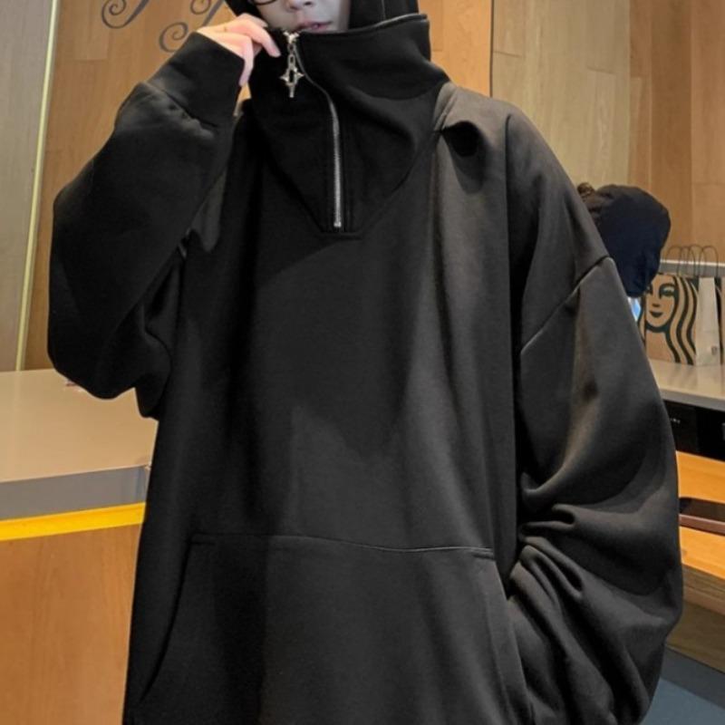 Half-zip Turtleneck Sweatshirt for Men In Spring and Autumn, New Korean Style Handsome Loose Design Casual Jacket for Men