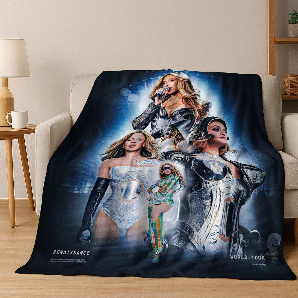 Moderne Popmusik Beyonce Kunst Flanelldecke, Gemütliche Weiche Überwurfdecke für Zuhause Schlafzimmer Bett Sofa Picknick Büro Abdeckung Geschenk Kind