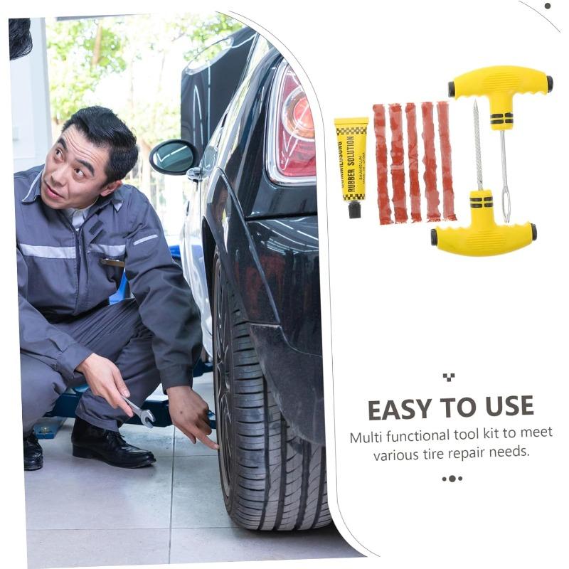 1set Heavy Duty Tubeless Tire Repair Tool Repair Kit for Cars Quick Puncture Repair Kit with Sturdy Strips Easy To Use Tire Plug