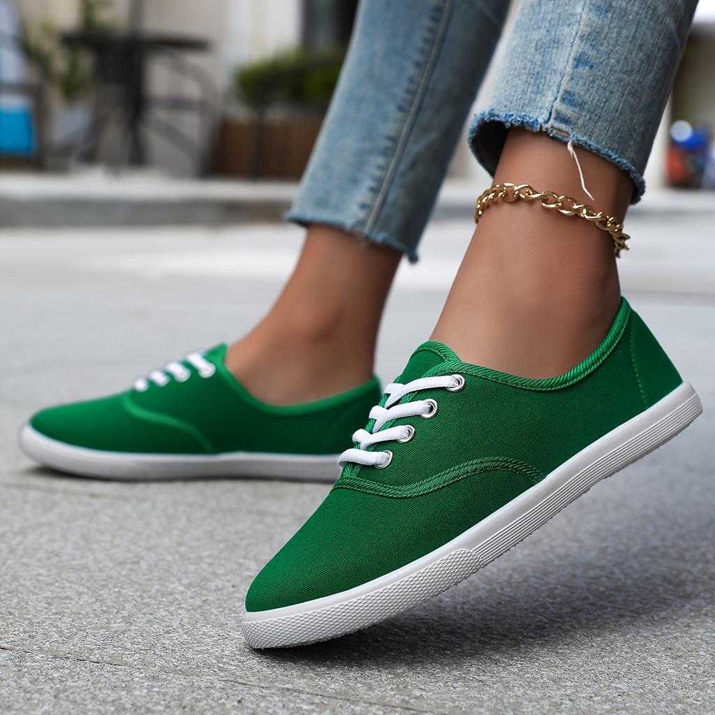 Women's Fashion Casual Shoes, Comfortable Anti-slip Lace-up Soft Sole Sports Shoes, Suitable for Women's Outdoor Activities, Low-top Comfortable