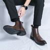 Men's Genuine Leather Spring Thick Soled Boots Fashion British Style Chelsea Short Boots Casual Platform Ankle Boot Botas Hombre