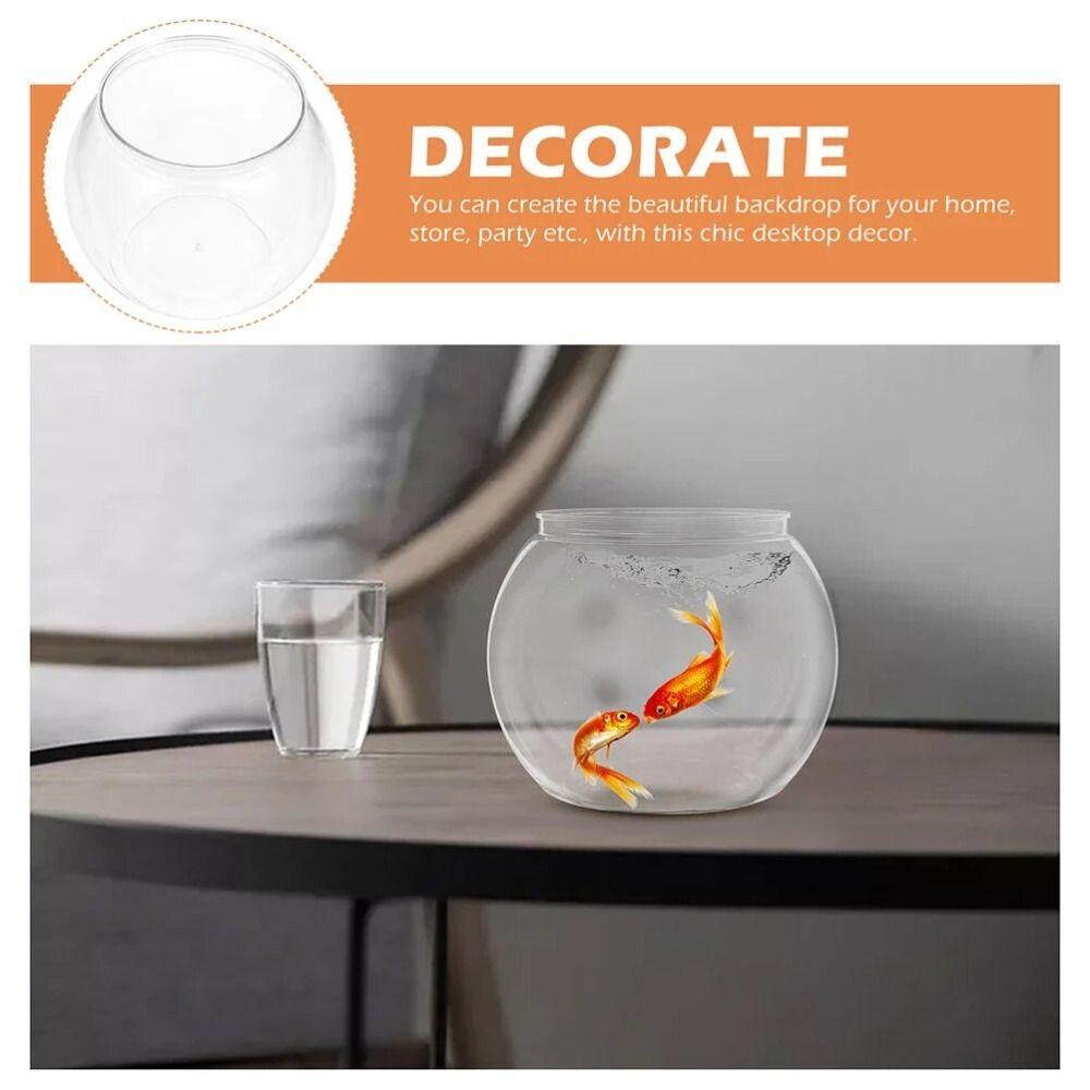 Portable Transparent Round Fish Tank Plastic Desktop Aquarium Bowl Good View Fish Bowl  Living Desk