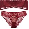 New pure desire wind lace with steel ring upper support underwear set sexy hollow small chest not empty cup gathering bra cover